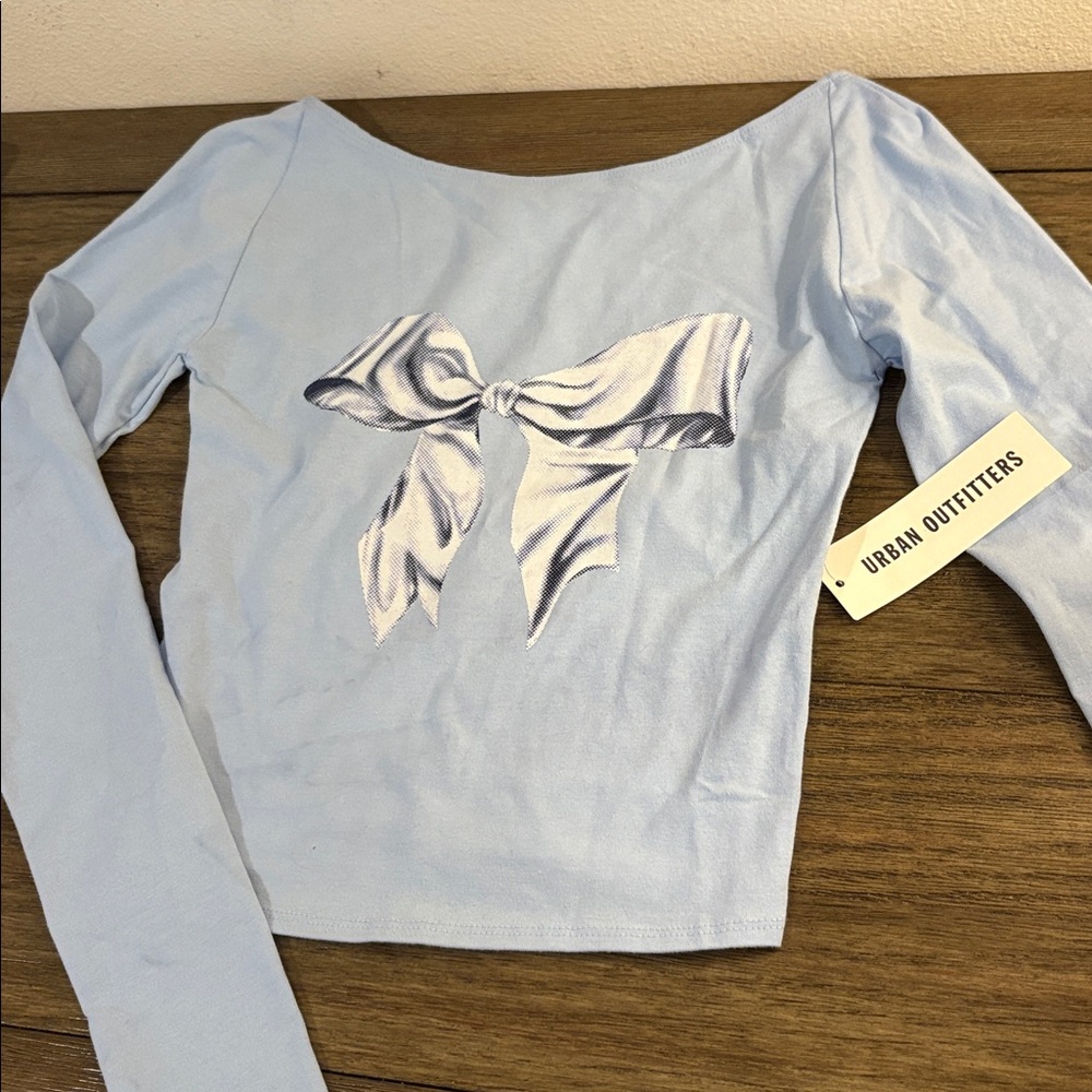 NWT [Urban Outfitters] Kimchi Blue Nadia Bow Low-Back Long-Sleeve Top Women’s XS - Picture 6 of 12